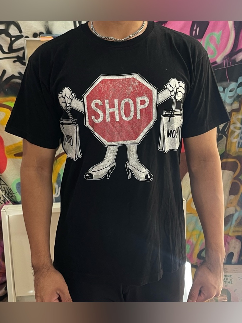 Moschino Couture Men's Sz XL Graphic Tee Unisex GREAT USED CONDITION, DISTRESSED